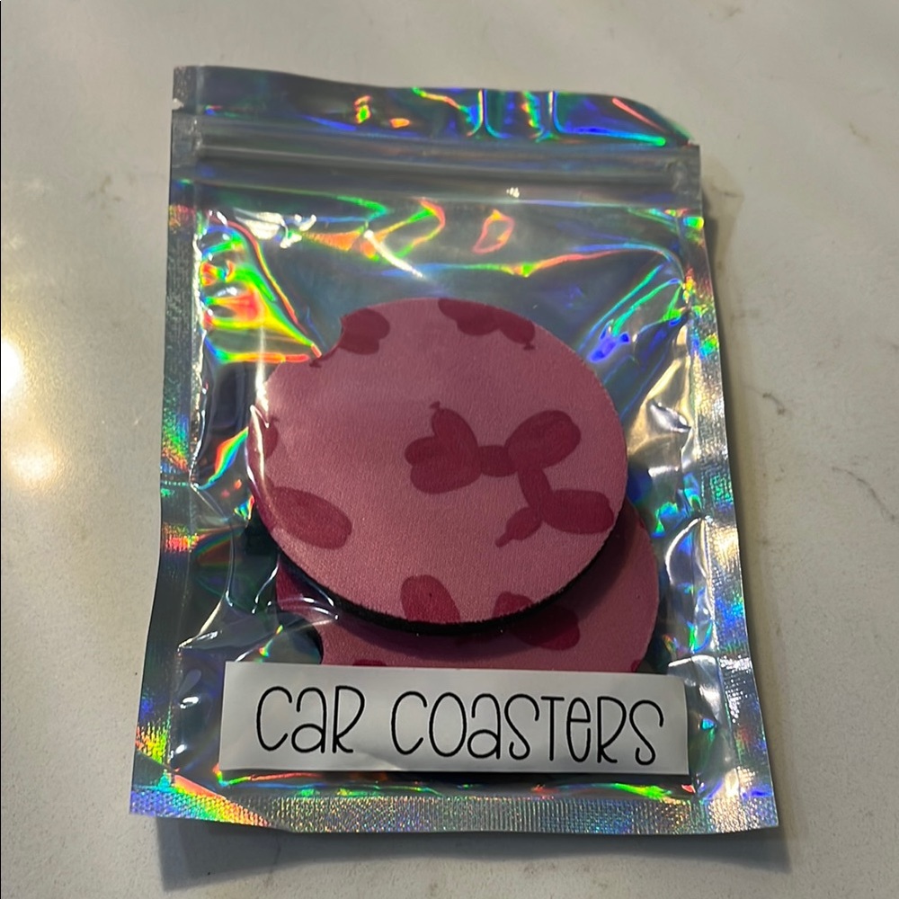 Pink Balloon Dog Car Coasters